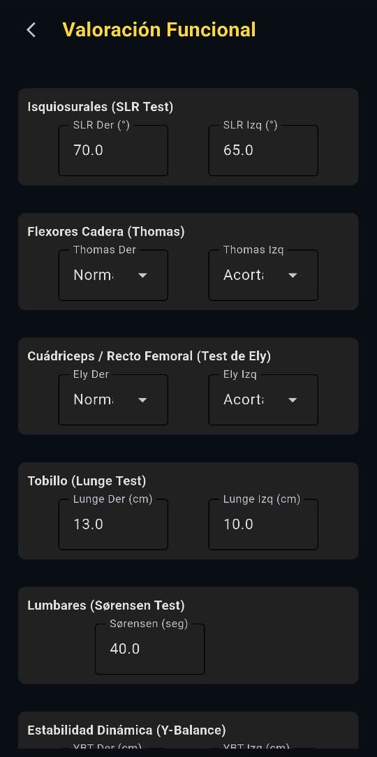 Valoración funcional en SciApex Pro